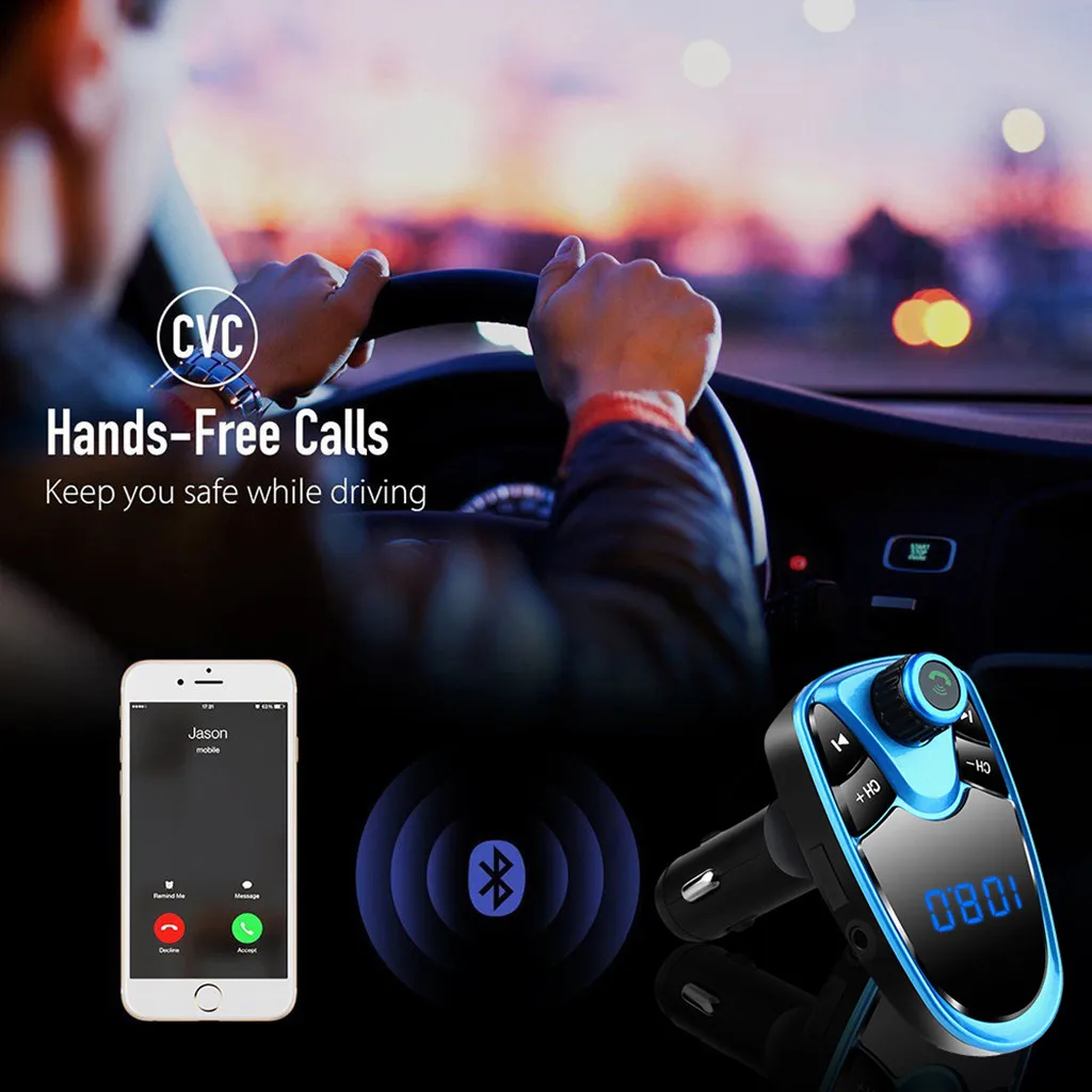 FM Bluetooth передатчик громкой связи модификатор автомобильный аудио-MP3-плеер Поддержка карты TF U диск AUX аудио вход