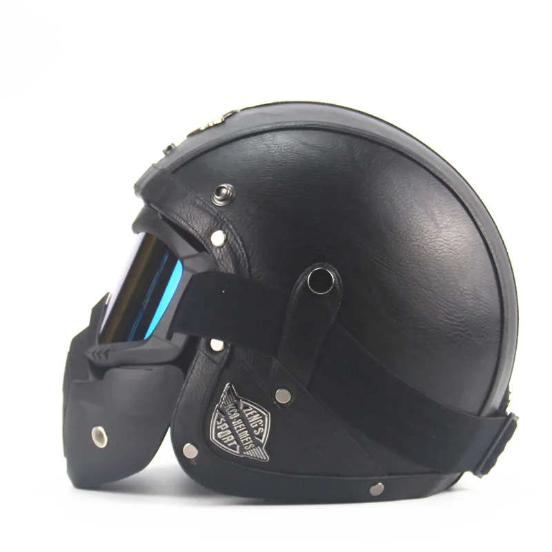 Шлем мотоциклетный кожаный с открытым лицом 3/4|helmet open|vintage motorcycle helmetsharley helmet |