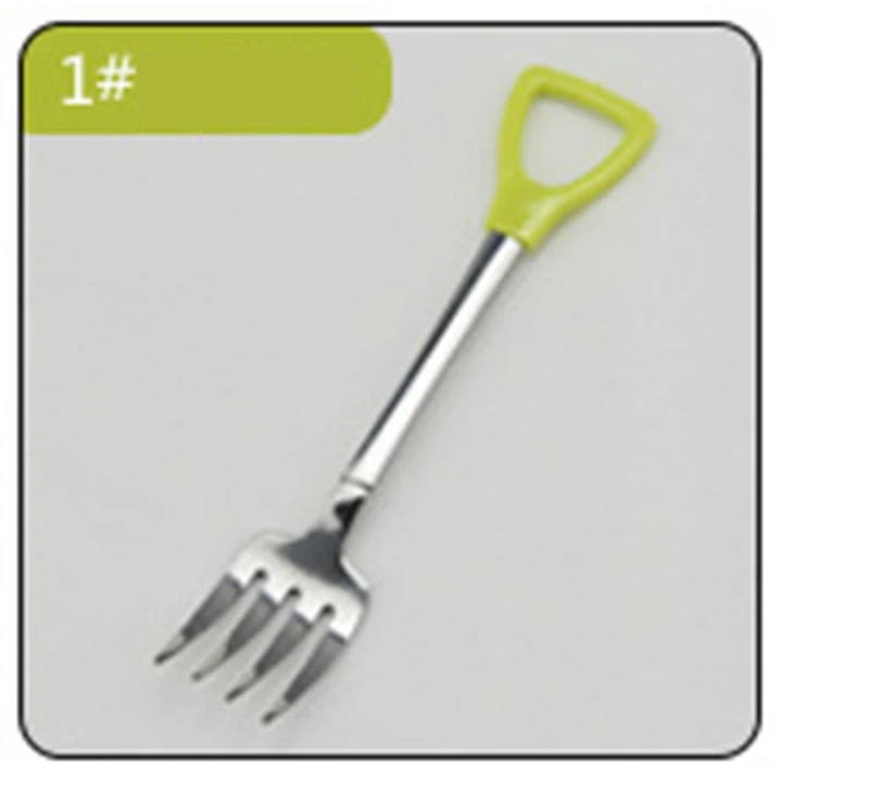 Green fork 19.2cm Новинка, креативная ложка из нержавеющей стали в форме лопаты для чая, кофе, сахара, ложка для мороженого, десерта, посуда, посуда - Цвет: Green fork 19.2cm