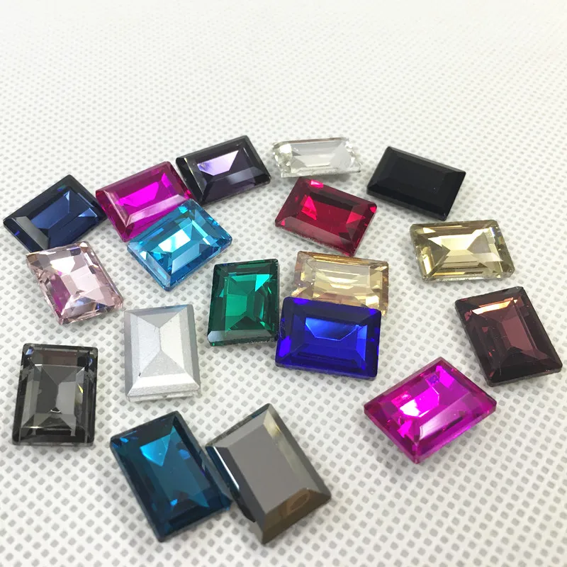 Прямоугольное стекло с кристаллами необычный камень 10x14 мм 13x18 заостренный