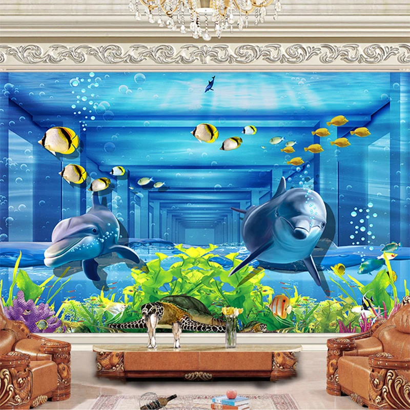 Пользовательский 3D морской мир Дельфин фото настенная бумага s ткань для детской