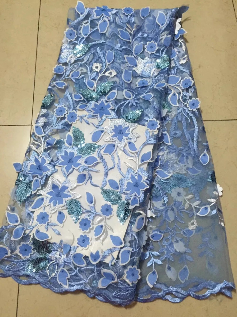 

3D Flowers French Nigerian Laces Fabrics High Quality Tulle African Laces Fabric Wedding African French Tulle Lace ML7298
