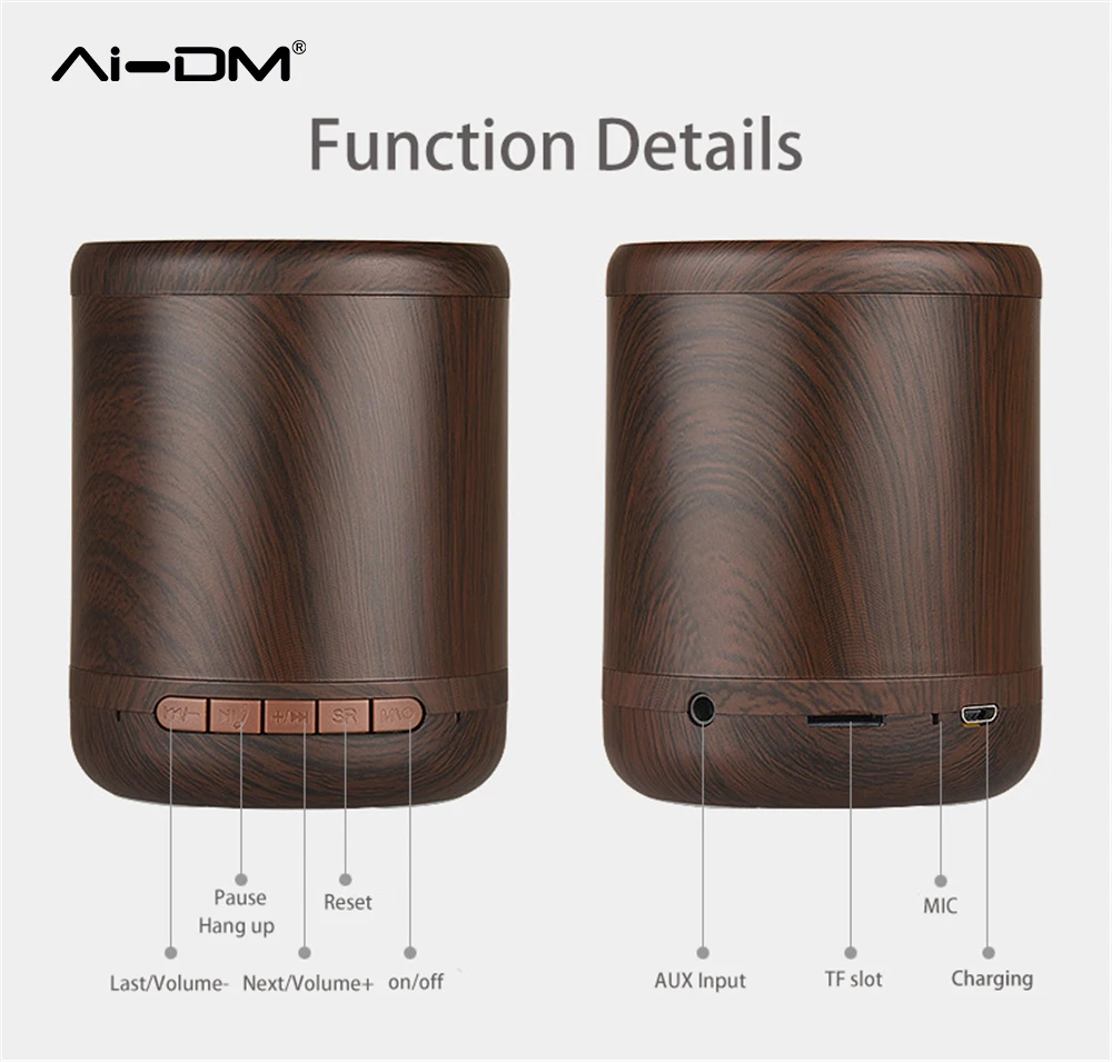 Aidm в Bluetooth Динамик дерево Портативный Крытый стерео Бас Колонки Поддержка TF AUX