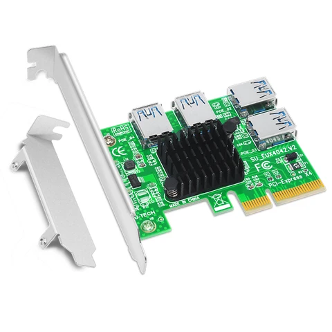 Райзер PCI Express Riser Card от 1 до 4 16X PCIe Riser PCI-E от 4X до 4 USB 3,0 карта адаптера множителя порта для майнинга биткоинов BTC