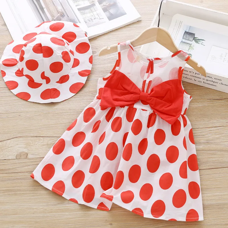 Girls dress 2019 summer children's fashion wave point sleeveless dresses baby kids back bow cute clothes | Детская одежда и
