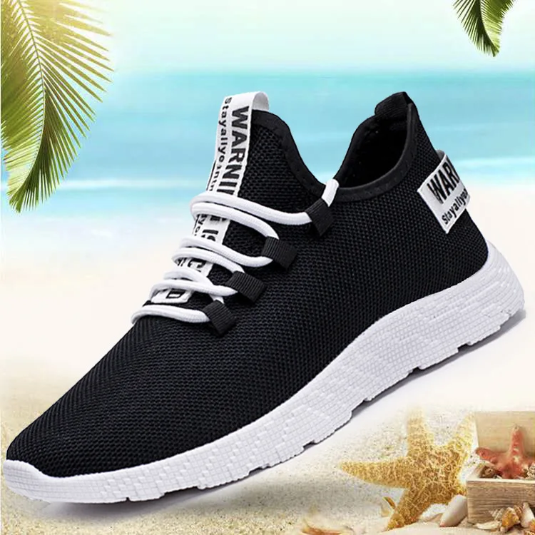 Men Sport Running Shoes White Sneakers Breathable Mesh Outdoor Athletic Shoe Light Male Shoe Zapatillas Hombre Deportiva BLACK