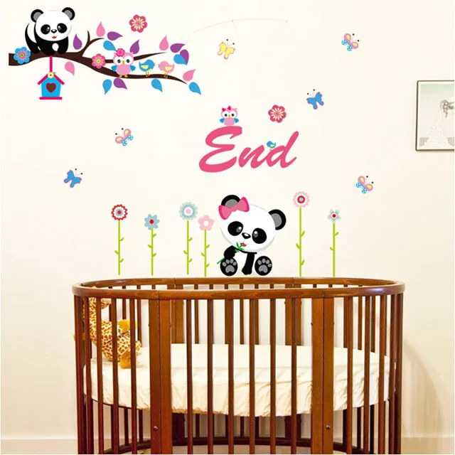 [Fundecoration] Милая Наклейка на стену с пандой из мультфильма сделай сам декор для