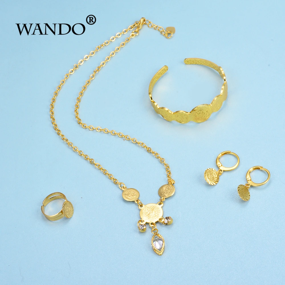 WANDO/модные детские комплекты ювелирных изделий золотистого цвета для маленьких