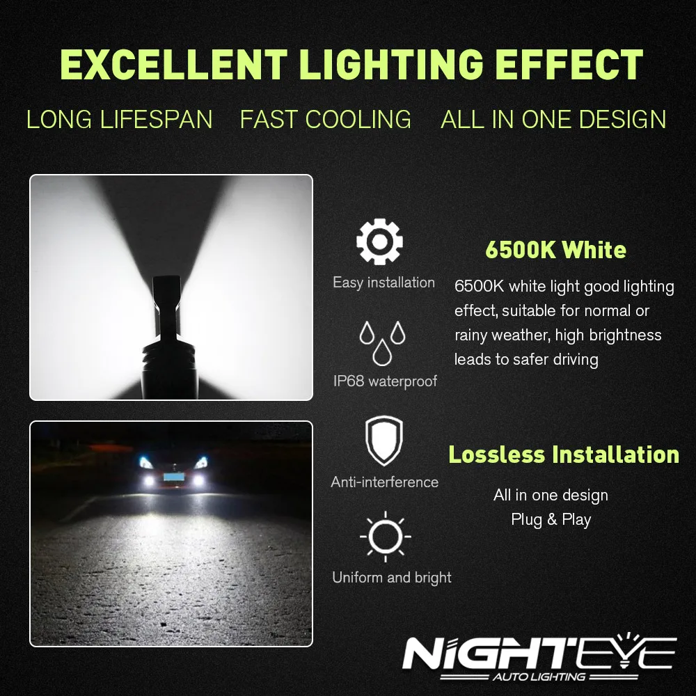 NIGHTEYE H7 светодиодный светильник s Автомобильные светодиодные фары головного