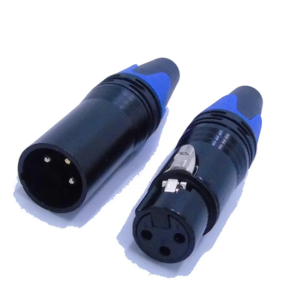Высокое качество 50 шт./лот разъем xlr аудио разъем микрофон с 25 шт. NC3MXX и 25 шт. NC3FXX 3pin позолоченный синий цвет