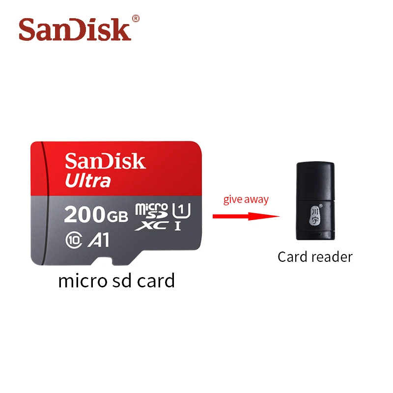 200 ГБ Карта памяти SanDisk класс 10 micro sd карта 128 Гб 64 ГБ 32 ГБ 16 ГБ 98 Мб usb флэш 256 Гб microsd 200 ГБ оригинальные TF карты Бесплатные чтения - Емкость: 200 ГБ