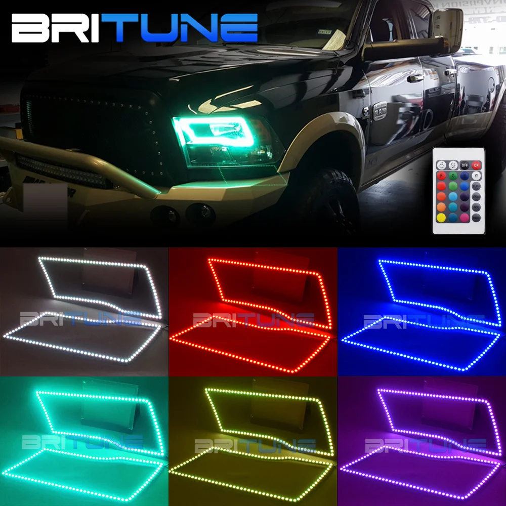 RGB angel eyes DRL светодиодный Halo Ring SMD Многоцветный комплект для Dodge Ram 1500 Sport Quad Trucks фары 2009- аксессуары для настройки