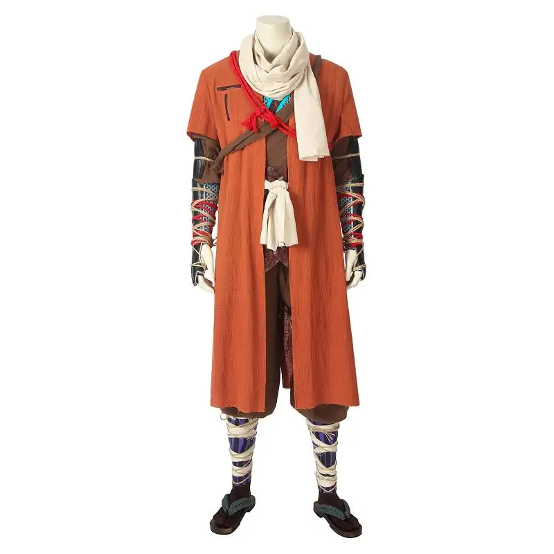 Costume with Shoes Игра Sekiro Shadows Die Twice Costume однорукий волк cosplay Coat кожаные ботинки реквизит Хэллоуин Карнавальный наряд на заказ - Цвет: Costume with Shoes