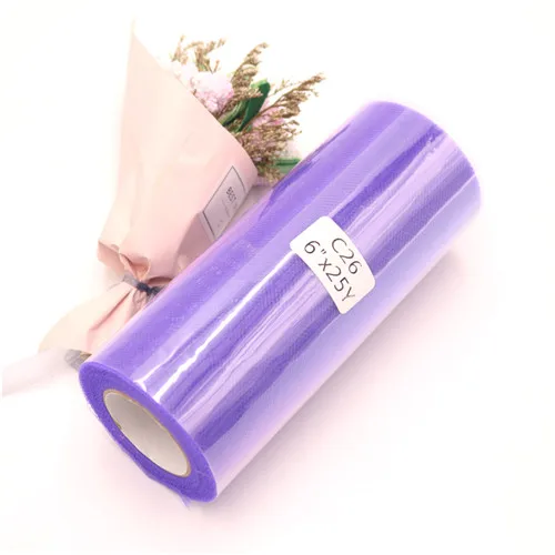 C26 Deep purple 15 см 25 ярдов детского дня рождения и вечеринки, рулон тюля Ткань для юбки-пачки для вечеринки, дня рождения Свадебные украшения сетчатая ткань для шитья DIY органза юбка-пачка аксессуары - Цвет: C26 Deep purple