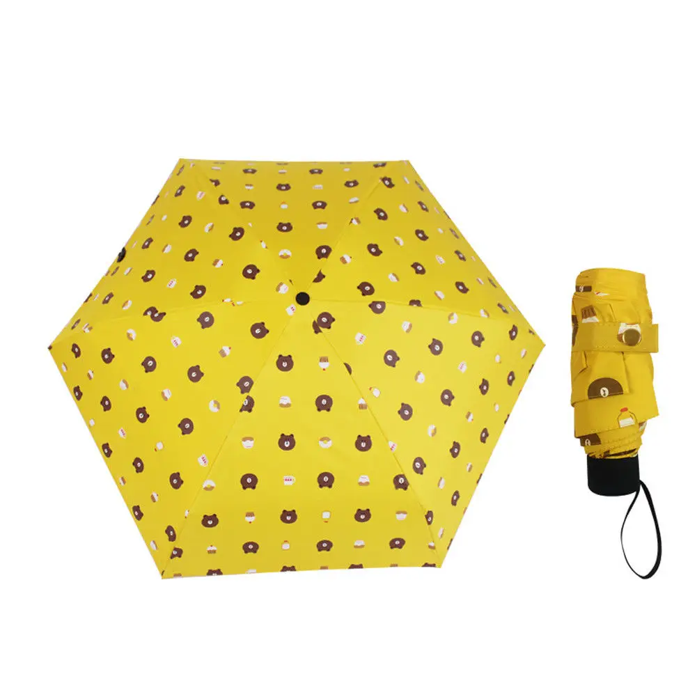 Bear Pattern Yellow Портативный практичный зонт-капсула, мини-светильник, маленький карманный складной зонт от дождя и солнца, многофункциональный ветрозащитный зонт - Цвет: Bear Pattern Yellow
