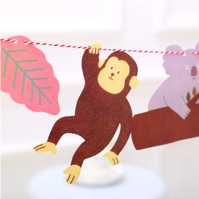 Фламинго лист Monkeyon медведь гирлянда с животными Декор баннер День Рождения