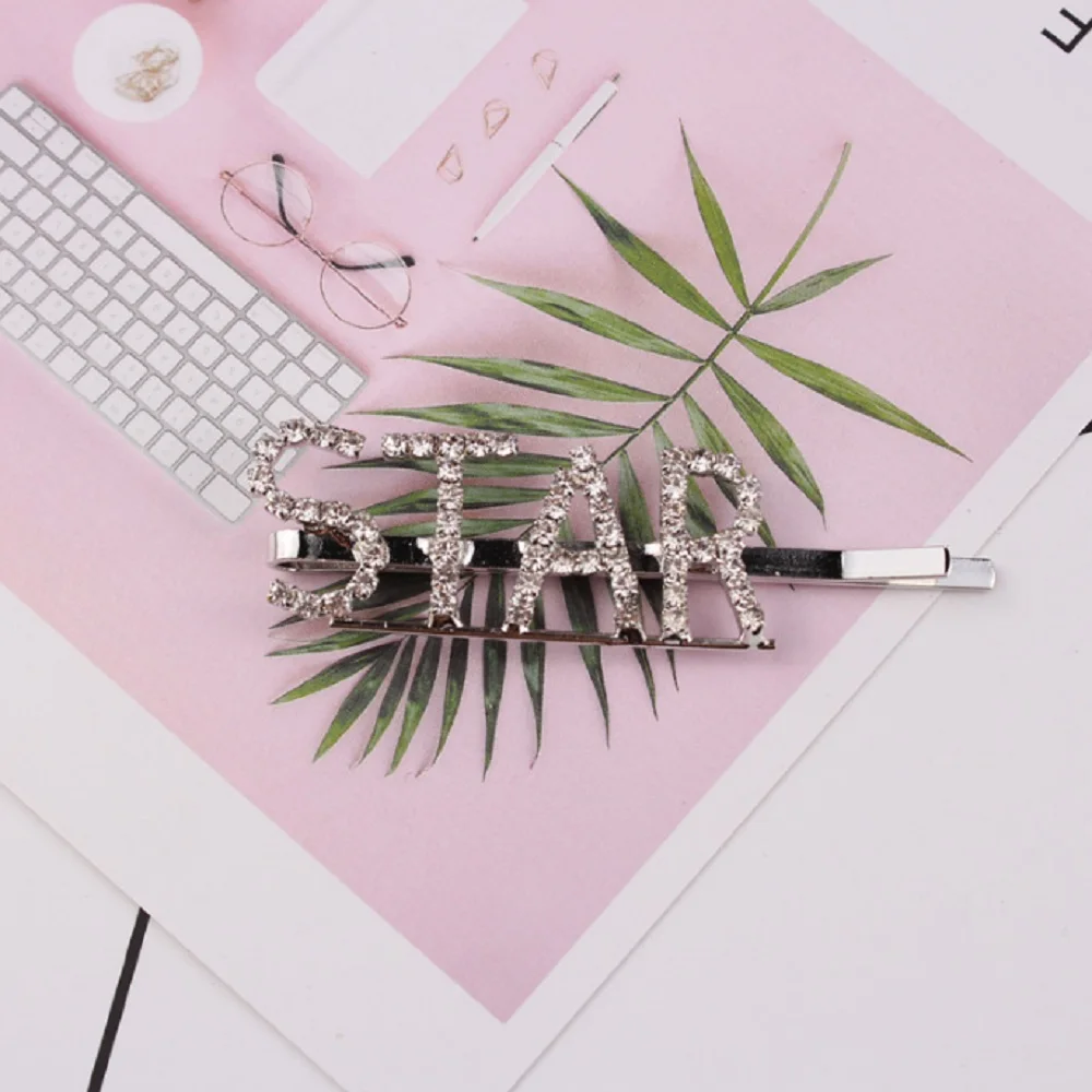 

Fashion Luxury Crystal Rhinestones Hair Clips English Letter Hairpin Hair Accessories for Women Girls Letters Hairgrip Headwear