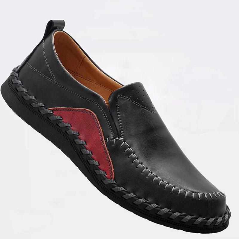 YIGER New Man Loafers Driving Shoes Large Size Genuine Leather Sets foot shoes Men Peas Fat wide Black/Brown 0101 | Обувь