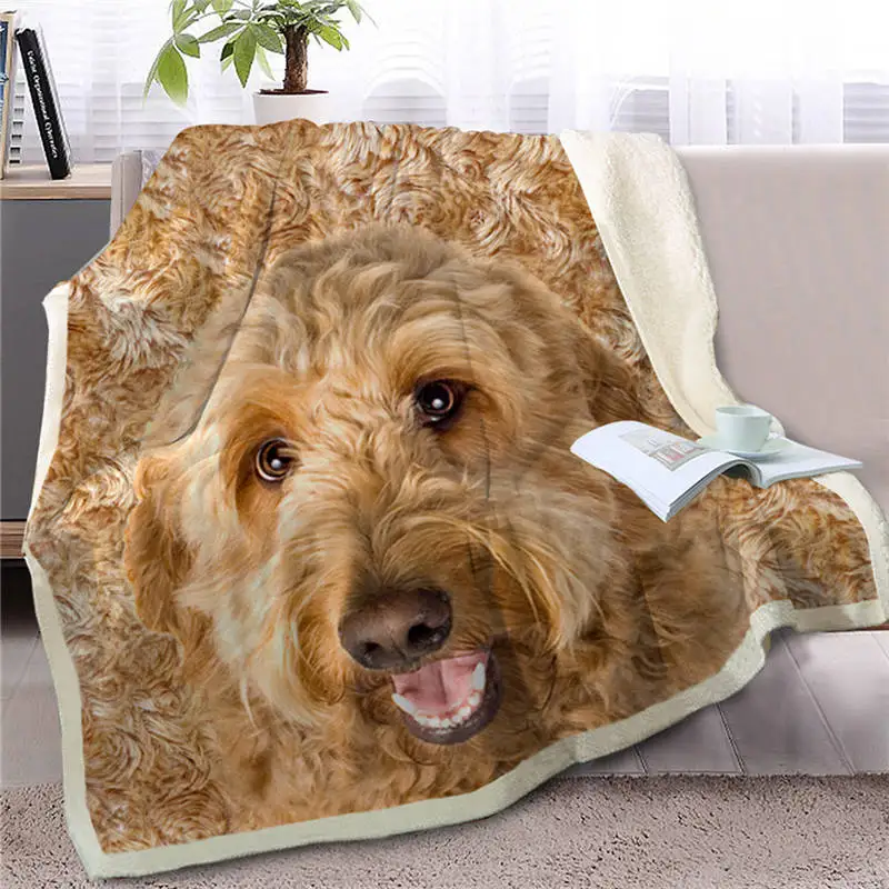Dog5 Blesslive мягкий плед для собак-пуделей, покрывало на кровать, диван, 3D животное, шерпа, Флисовое одеяло, светильник, коричневые покрывала, тонкое одеяло, 150x200 - Цвет: Dog5