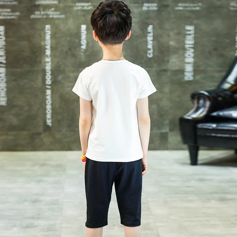 Уличный Стиль 3d печатных белая футболка и черные шорты с круглым вырезом