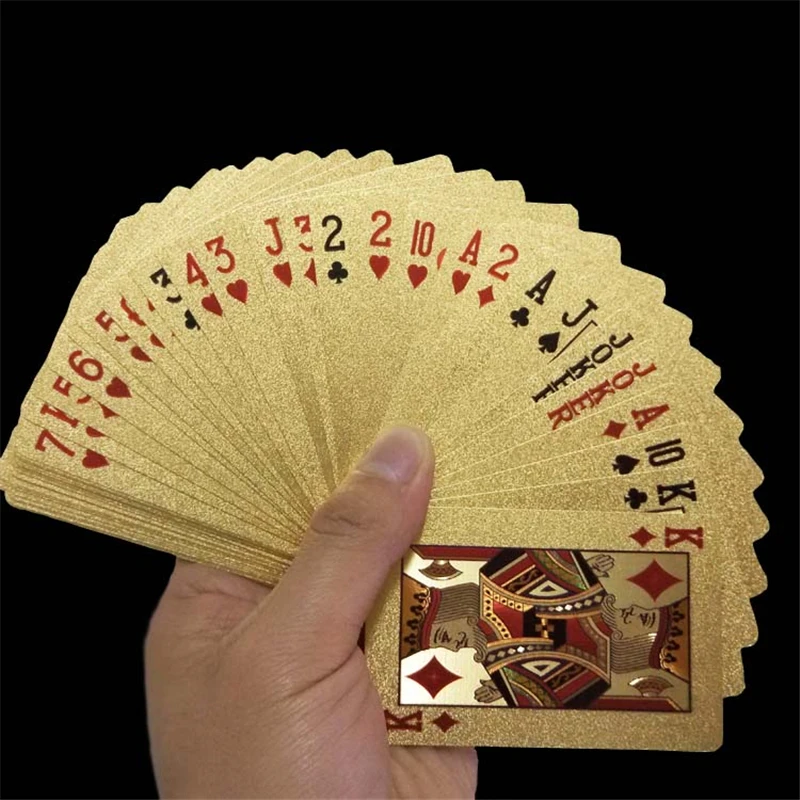 24K Gold Plated Warterproof Poker Plastic Play DUBAI Magic Card High Quality Standard Deck Playing Board Games Cards New | Спорт и