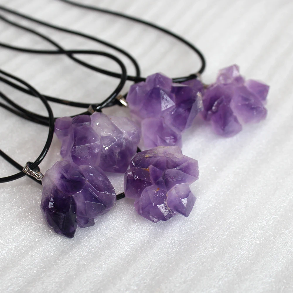 100% натуральный хрустальный аметистовый кулон кварц полудрагоценный камень