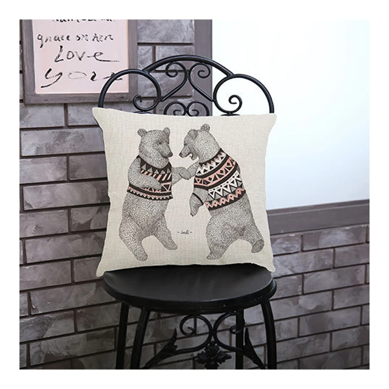 

Ручная роспись, животные, медведь, олень, раньше, домашняя декоративная подушка, Чехол 45x45, офисный автомобиль, диван, Декор