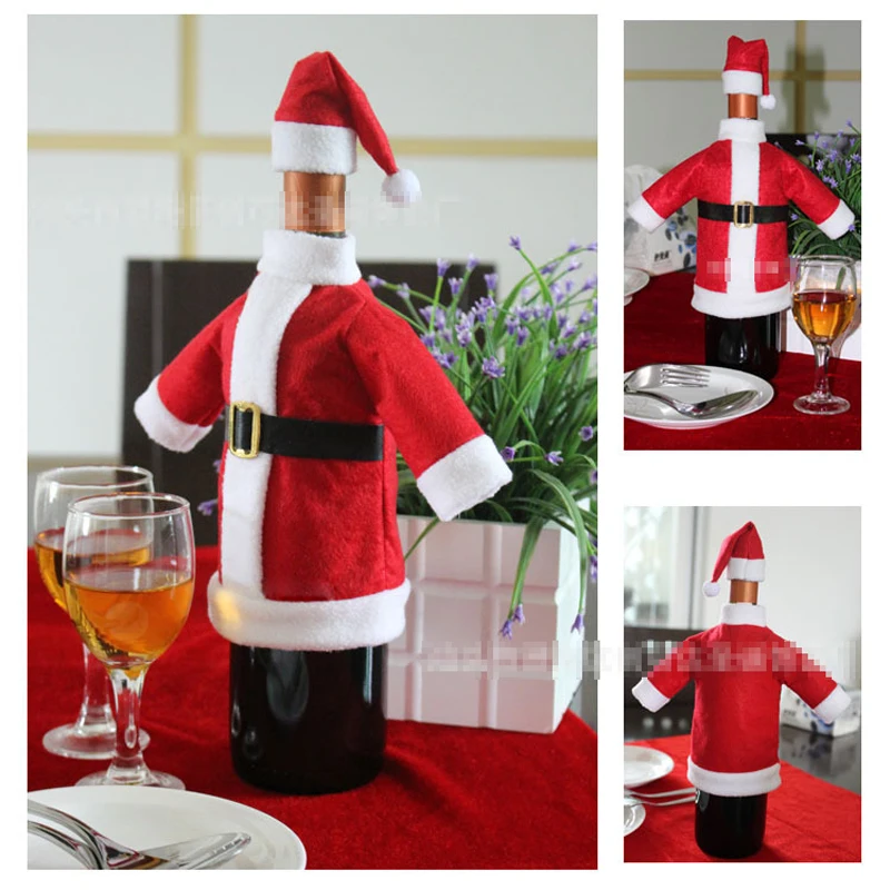 1 комплект ручная работа милые сумки для бутылок чехол одежды с шляпой обеденный