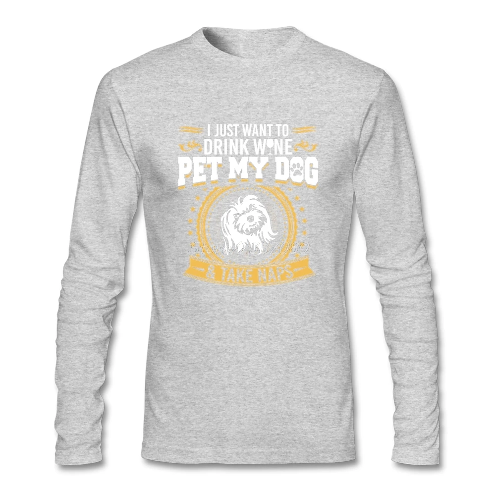 Maltese Pet My Dog футболка с о-образным вырезом Хлопковая мужская длинным рукавом на