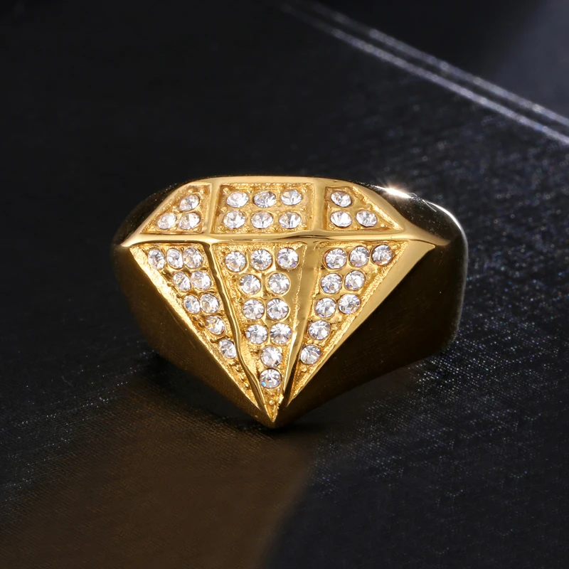 Хип хоп микро проложить горный хрусталь Золотой цвет нержавеющая сталь Iced Out Bling