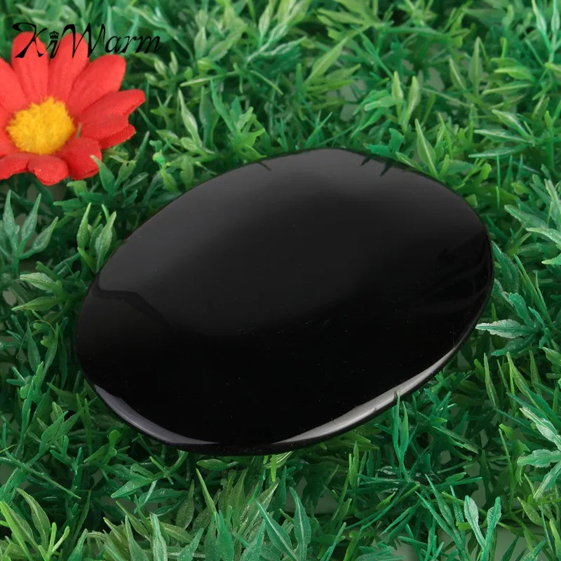 

KiWarm Exquisite Large Black Obsidian Scrying Mirror Crystal Gemstone Healing Stone Feng Shui Crafts Home Decor Gift 5.5cm*7.3cm
