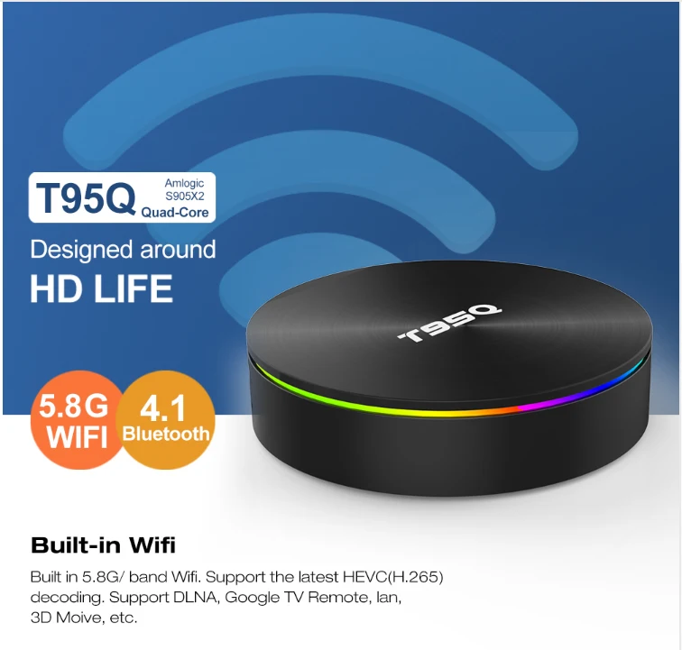 ТВ-приставка Amlogic S905X2 Android 8,1 T95Q 4K Smart медиаплеер T95Q 4G 32/64G DDR4 четырехъядерный 2,4G& 5GHz Wifi PK X96 MAX ТВ-приставка