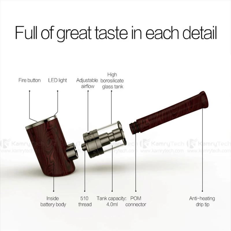 Kamry K1000 plus electronic cigarette built-in 1000mAh Battery 4ml e liquid vaporizer E pipe Mod Wooden Hookah vape | Электроника