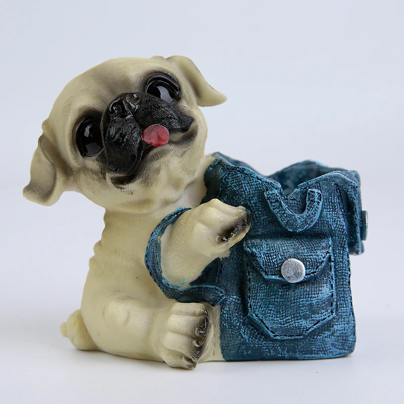 Kawaii Lovely Dog Resin Pen Holder Pencil Container Desk Articles Crafts Office School Stationery Supplies For Children Kids CC |