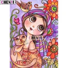 CHENYI Diy Алмазная вышивка кошка 5D алмазная краска ing мультфильм девушка мозаика алмаз Искусство Стразы краска по номерам Декор для дома