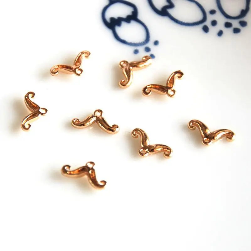 

wholesale 10 pcs/lot gold color moustache charms golden jewelry making craft findings DIY for women