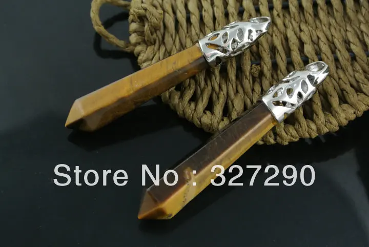 5 шт. натуральный тигровый глаз Кристалл точечная Форма ожерелье кулон материалы