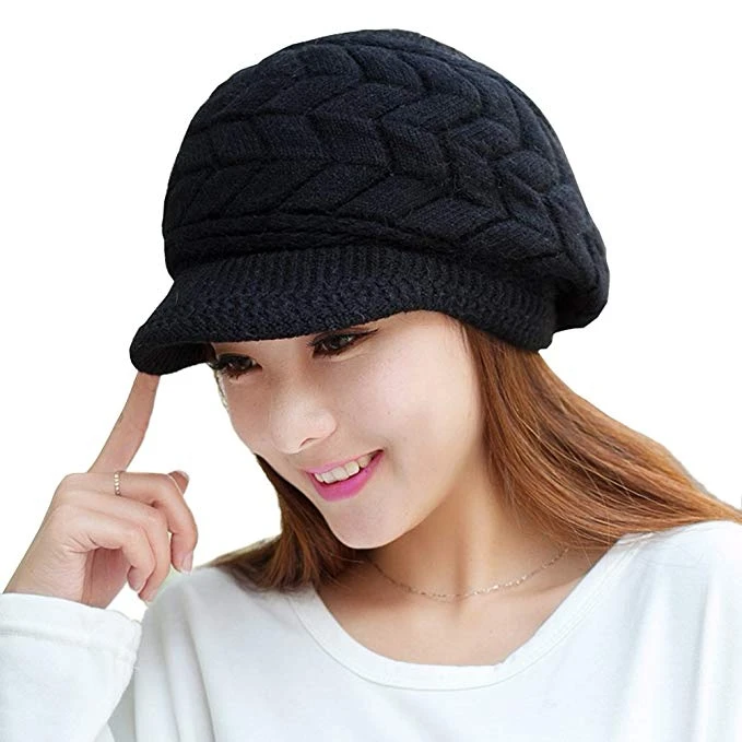 New beanie Elegant women's hat Knitted winter hat for the girl Cap Bow Autumn Ladies Female Fashion Beret Rabbit hair