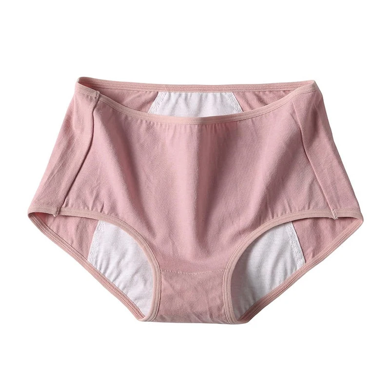 Pink Новые многоцветные герметичные менструальные трусики, физиологические штаны, хлопковые непромокаемые трусы, одноцветные трусики с принтом для женщин - Color: Pink