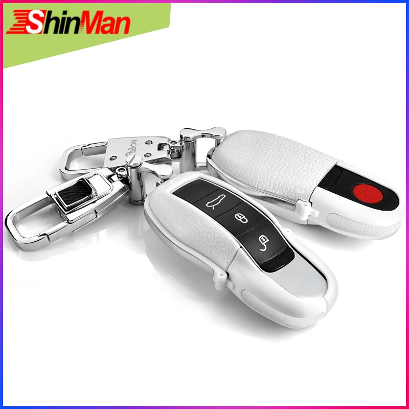 ShinMan коровья кожа+ ABS чехол для ключей ключи защиты оболочки для Porsche ключ чехол для Porsche Macan Boxter Cayenne 911 Panamera 4S