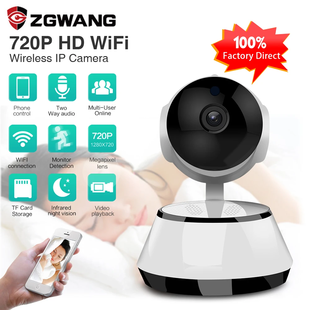 

IP-камера ZGWANG, 720P HD, беспроводная, Wi-Fi, ночное видение