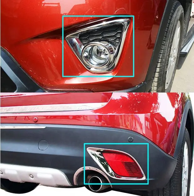 

FIT FOR MAZDA CX-5 CX5 2013 2014 CHROME FRONT + REAR FOG LIGHT FOGLIGHT LAMP COVER TRIM BUMPER REFLECTOR GARNISH MOLDING 2IN1