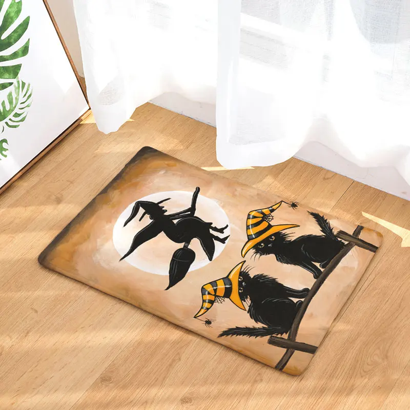 Monily Противоскользящий водонепроницаемый коврик Хэллоуин мультфильм милый Кот