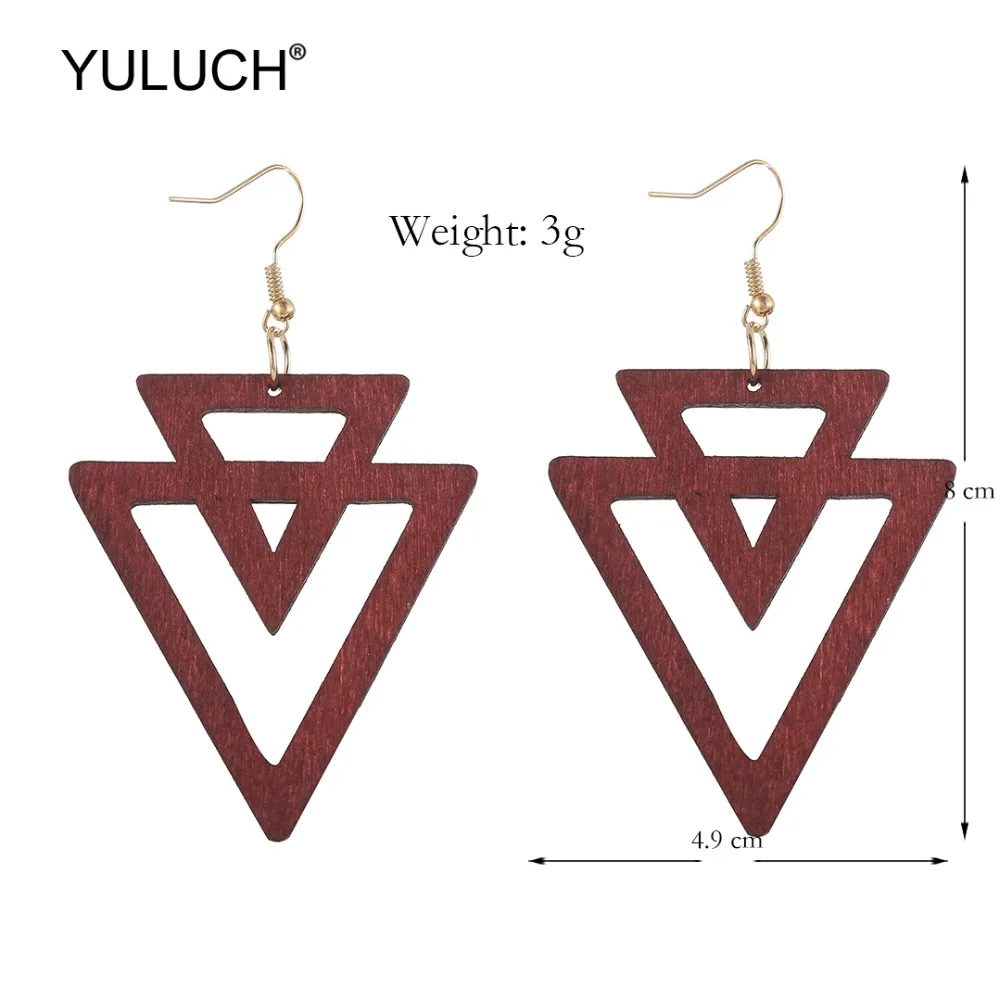 YULUCH 2019 новые дизайнерские модные деревянные полые массивные серьги трендовые