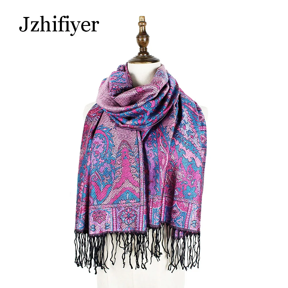 Толстые пашмины с узором пейсли Жаккардовые Зимние тяжелые шали кисточками шарф