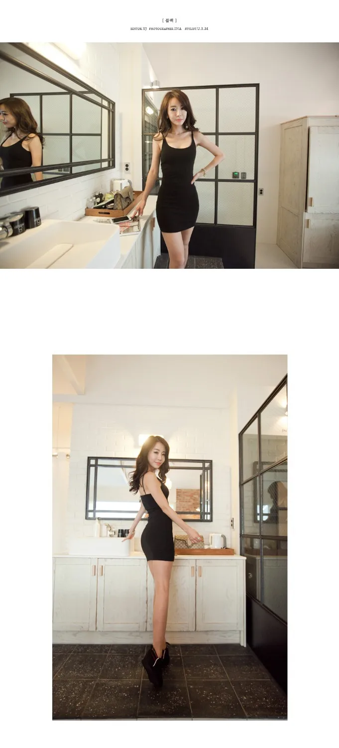 Лучшее сочетание! Сексуальное женское тонкое платье на бретелях-спагетти супер