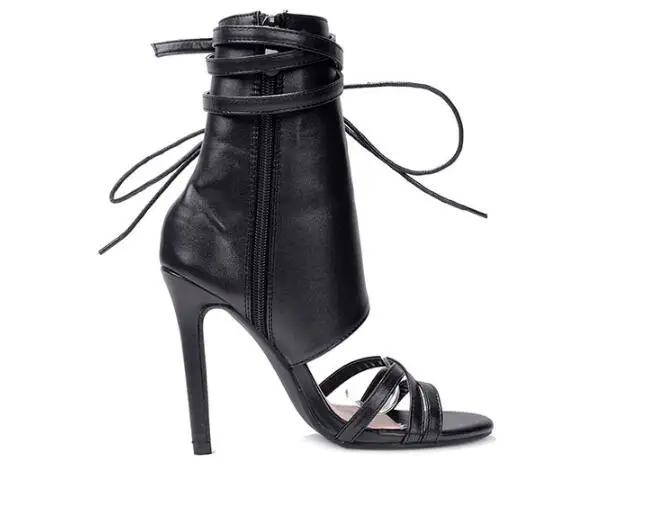 Jual Moraima Snc Sandal Gladiator Wanita T-tied Hitam Krem Sepatu Sandal Hak Tinggi Wanita Berenda Sepatu Bot Musim Panas Potongan Seksi Wanita