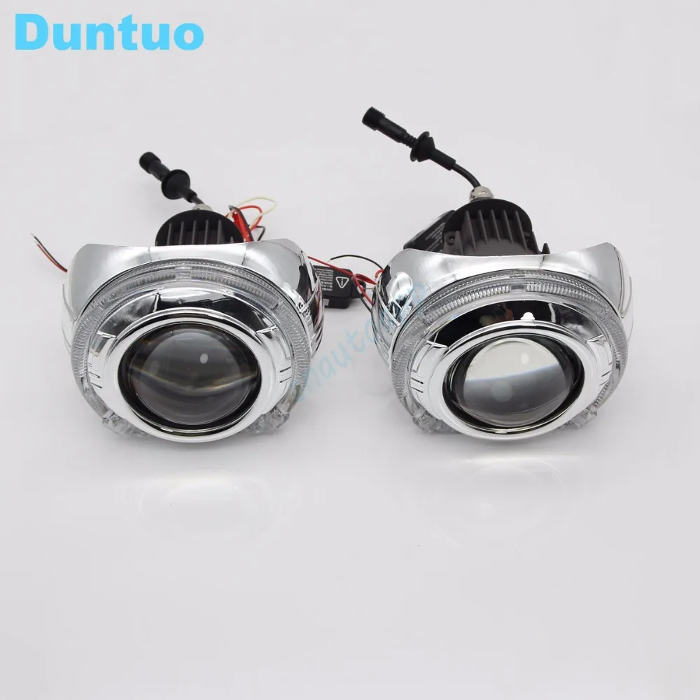 

LED Car Headlights Angel Eyes Auto Lens headlight DRL Hi/Lo Beam Lamp H4 Q5 H5 LED Light Projector 100W 11600LM Cover - One Set
