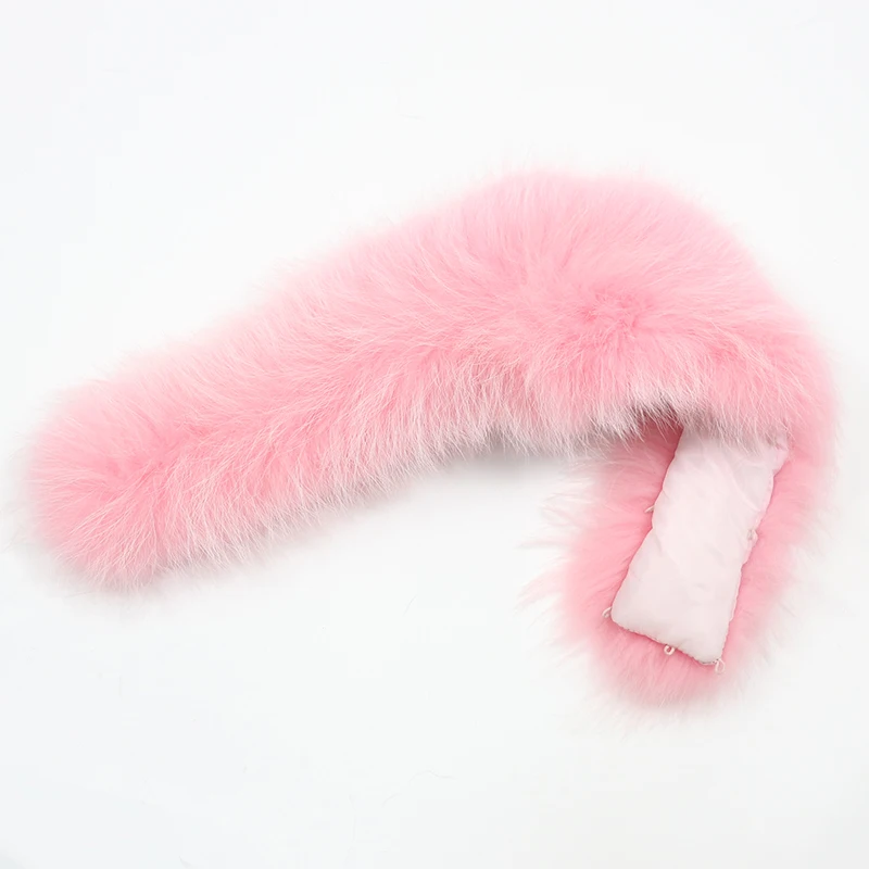 pink raccoon fur OFTBUY натуральный меховой воротник большой натуральный мех енота лисий мех - Цвет: pink raccoon fur