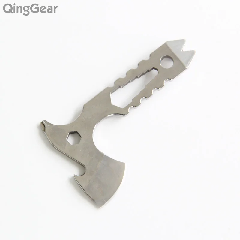 Silver QingGear шейный топор мини мультиинструмент нож для ногтей мини отвертка для открывания бутылок с кожаной оболочкой - Цвет: Silver